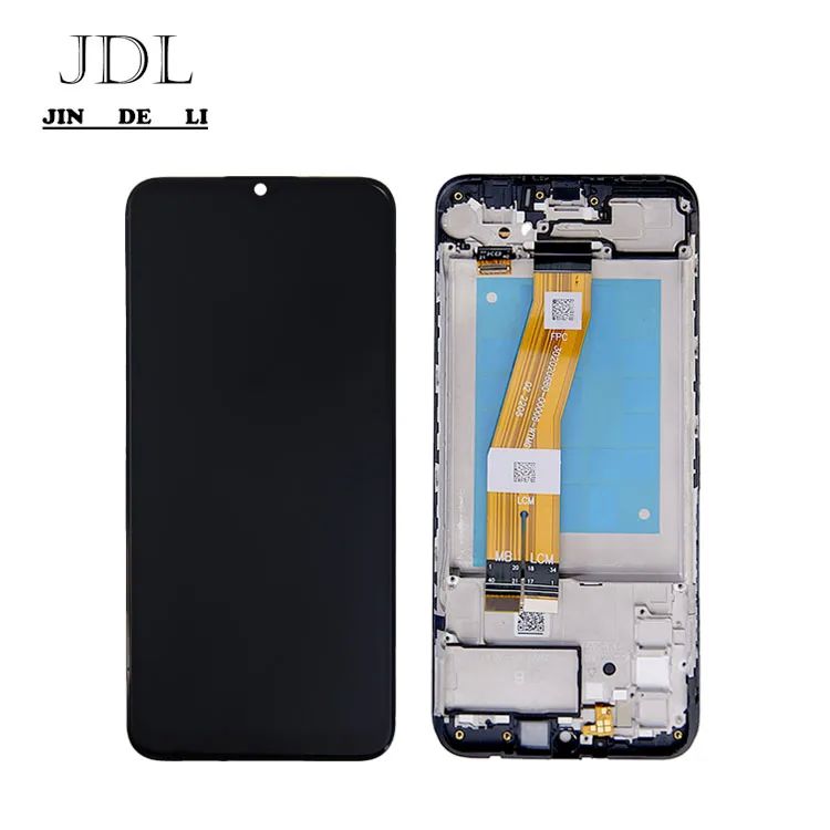 100% probado QC A02S LCD de reemplazo Anti-estático de la bolsa de paquete Negro pantalla LCD móvil