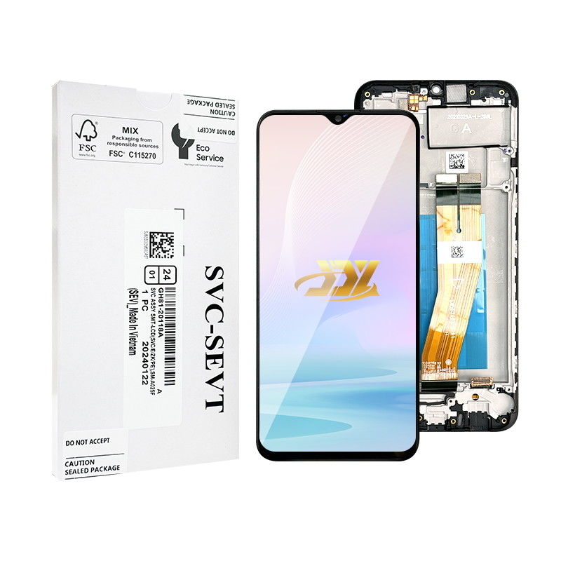 100% probado QC A02S LCD de reemplazo Anti-estático de la bolsa de paquete Negro pantalla LCD móvil
