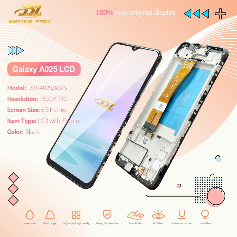 100% probado QC A02S LCD de reemplazo Anti-estático de la bolsa de paquete Negro pantalla LCD móvil